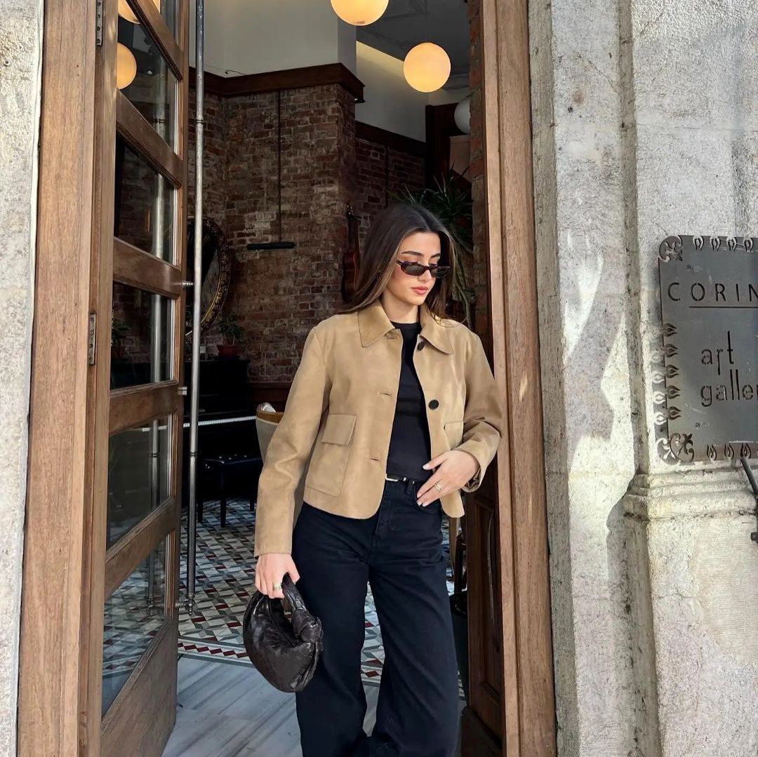 Elegance Retro Lapel Fashionable All-matching Jacket - Bellarte Enchanté Elegance Retro Lapel Fashionable All-matching Jacket